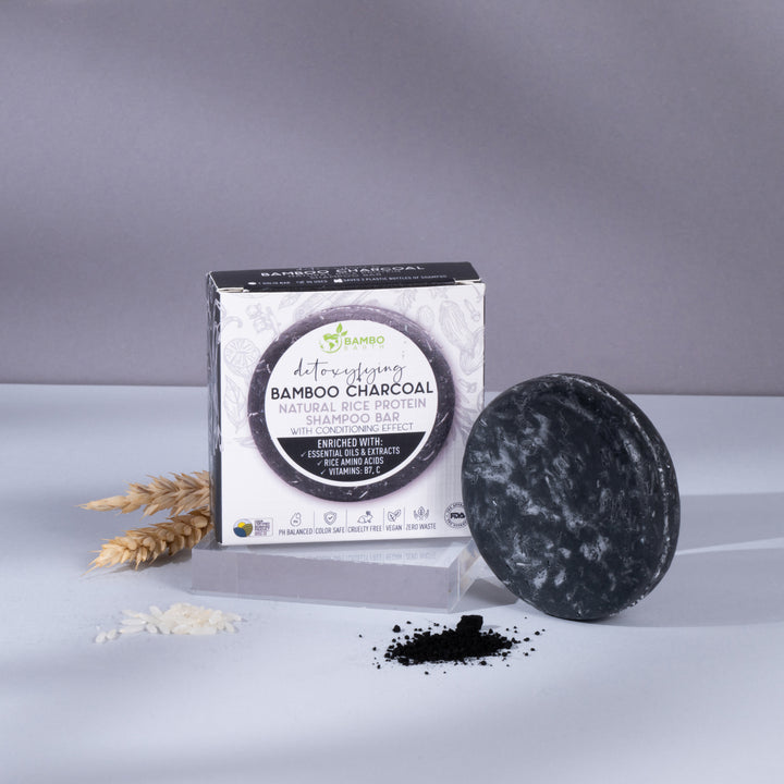 Natural Rice Protein Shampoo Bar With Conditioning Effect (Bamboo Charcoal)