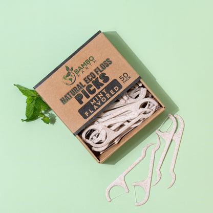 Natural Floss Picks 50 Pack (Mint)